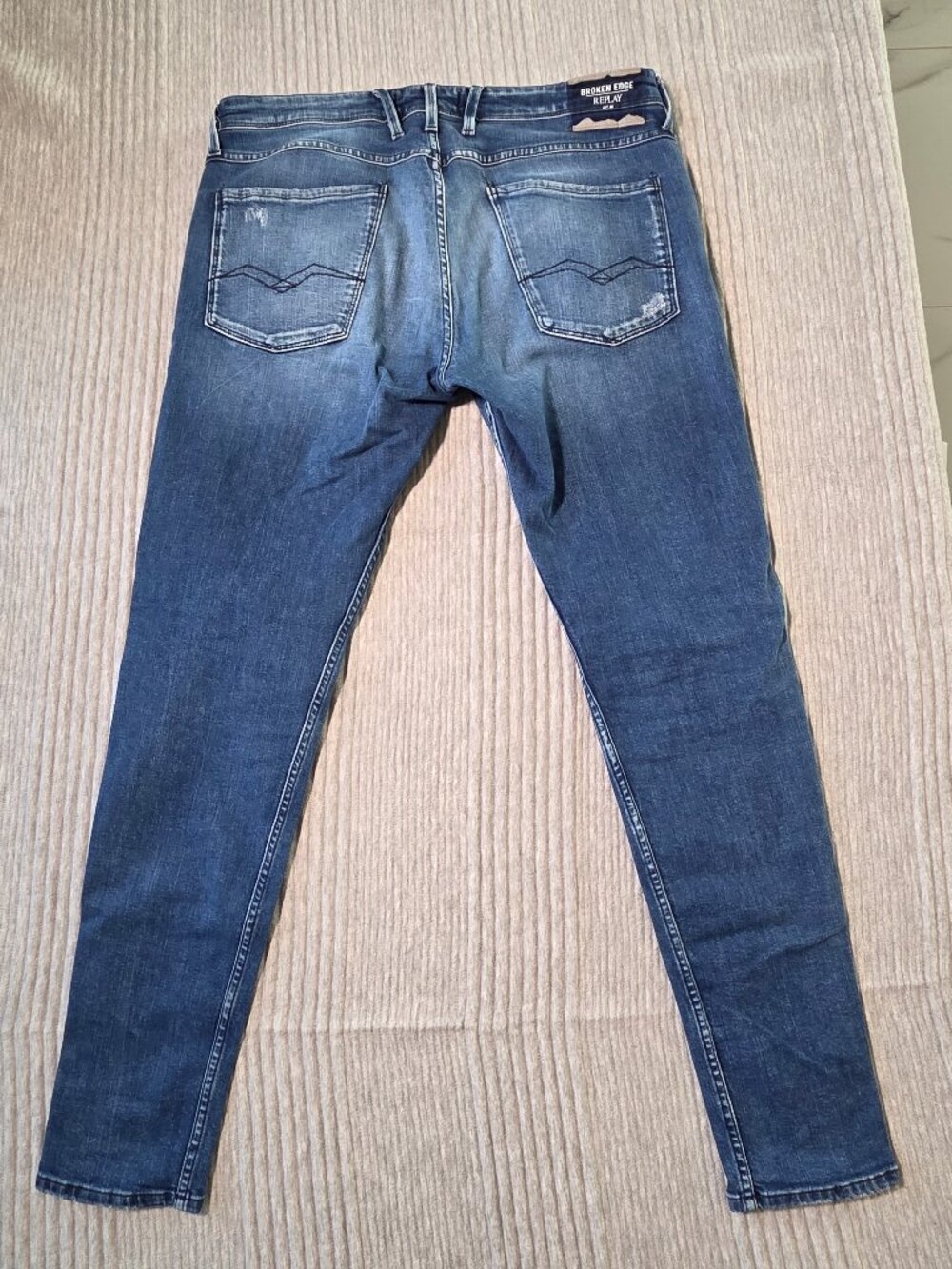 Replay Bronny Super Slim Fit Distressed Jeans Mens 36x32 Light Wash Stretch - Picture 12 of 12